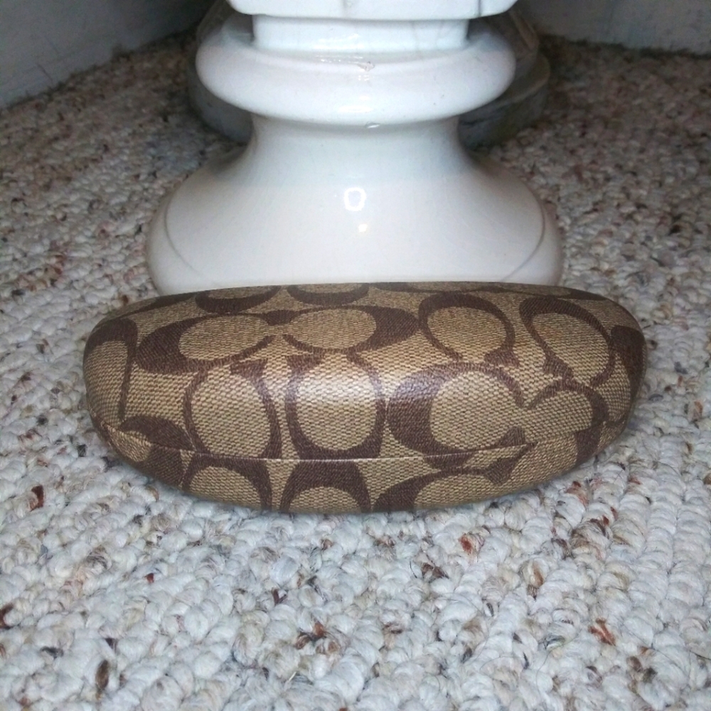 Coach Two-Tone Brown Signature Double "C" Logo Hinged Eyeglass Case - Picture 7 of 7